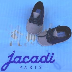 Jacadi infant shoes. New. Navy and Grey wool.